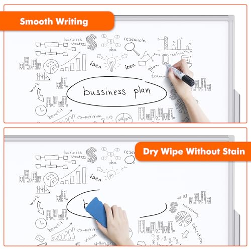 maxtek Höhenverstellbares Whiteboard mit Ständer 150 x 120cm, Magnetisches Doppelseitiges Groß mobiles Whiteboard Aluminiumrahmen, bestehend aus zwei Whiteboards à 75 x 120 cm