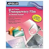 Apollo Transparency Film for Inkjet Printers, for Hewlett-Packard, 50 Sheets/Pack (VCG7031S)