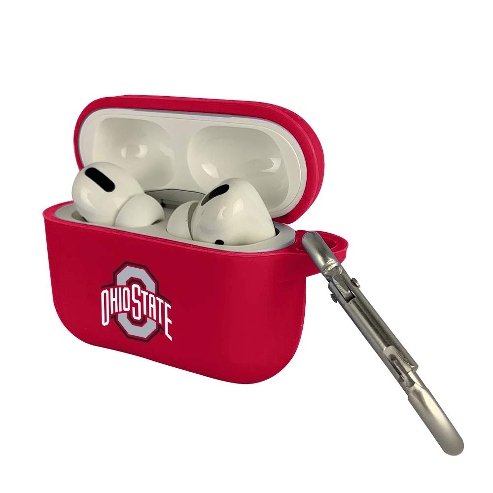 AudioSpice Collegiate Ohio State Buckeyes Silicone Cover for Apple AirPods Pro (1st Generation) Charging Case with Carabiner