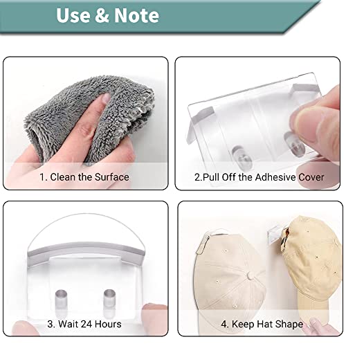 Hat Hooks For Wall, (20-Pack) Upgraded Adhesive Hat Racks For Baseball Caps No Drilling Strong Multi-Functional Baseball Beach Cap Hanger Ornaments Hat Organizer For Wall Closet Shop Display, Clear #TOP5