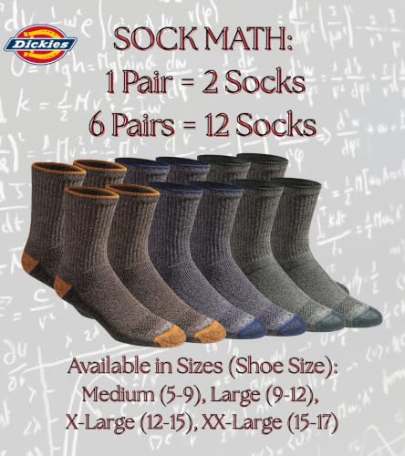 Image of Dickies Men's Dri-Tech Mid-Crew Comfort Length Moisture Control Socks (6, 12 Pairs)