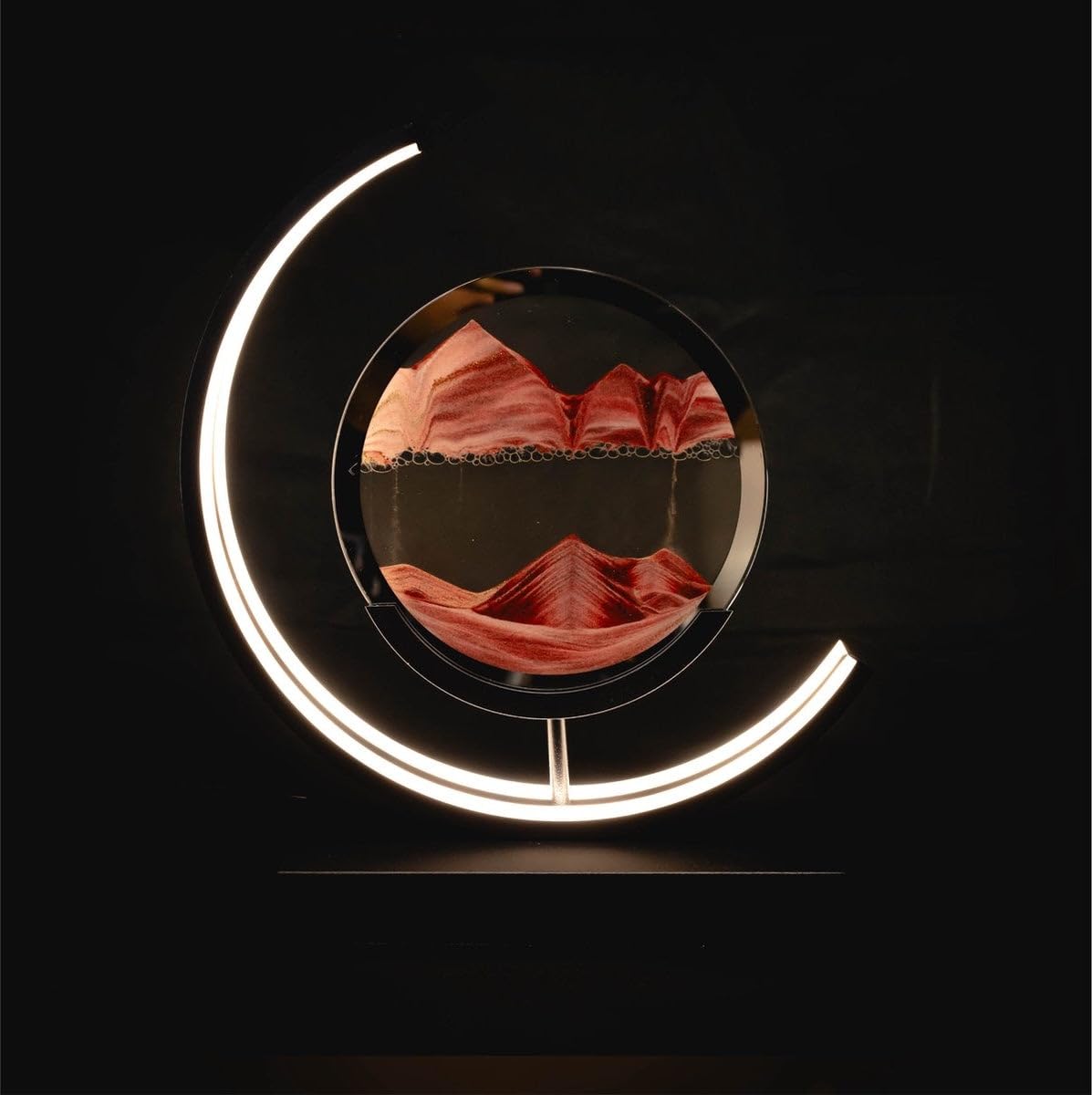 Luxus Europe - Sables Mouvants Lampe à poser Rouge - Lampe de table à art de sable mouvant – Lampe design LED – 3 couleurs de lumière – Dimmable – Télécommande – Lampe de table décorative