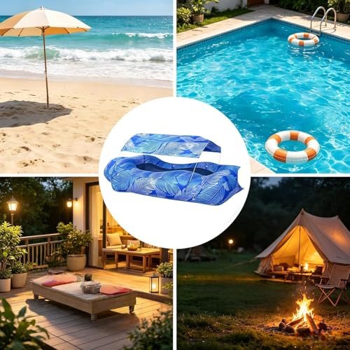 Tumbona inflable con compartimento y toldo para evitar el calor exterior 6