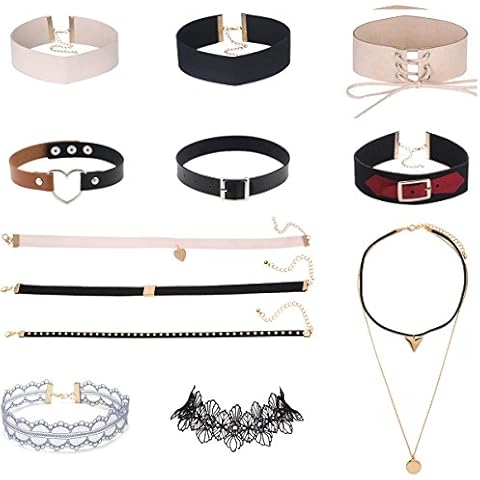 Tpocean 12PCS Velvet Belt Lace Collar Vintage Chic Choker Set Necklace for Women Sexy Set Spring Summer Cover