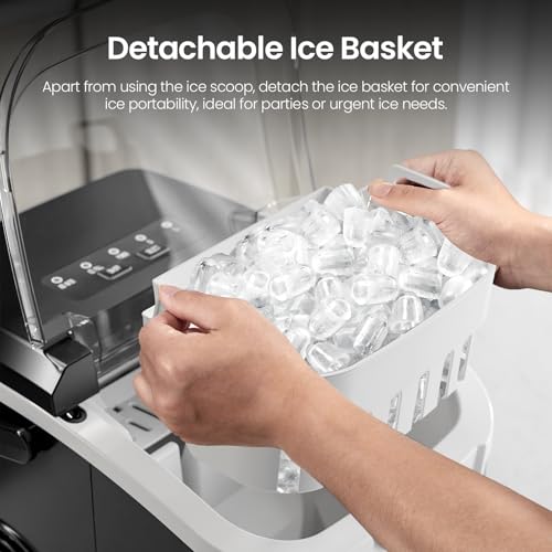 Image of Kismile Ice Makers Countertop with Handle,8 Cubes in 6 Mins,Portable Ice Machine with Self-Cleaning for Home(Black)