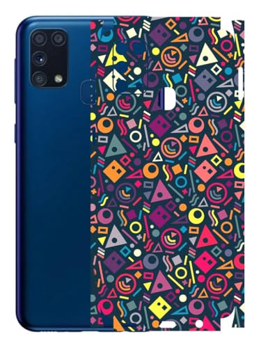 Image of AtOdds - Mobile Skin Sticker Compatible with Samsung Galaxy M31 (Coverage - Back+Camera+Sides) (Shapes Graffiti)