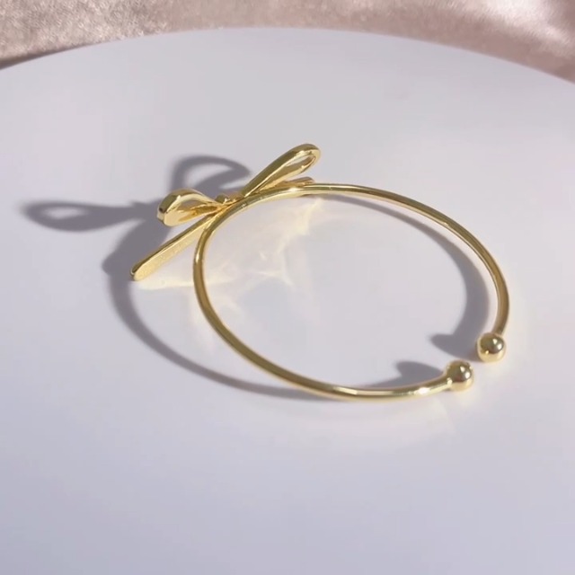 Amazon.com: Izpack Golden Bow Bangle Cuff Bracelet for Women 18K