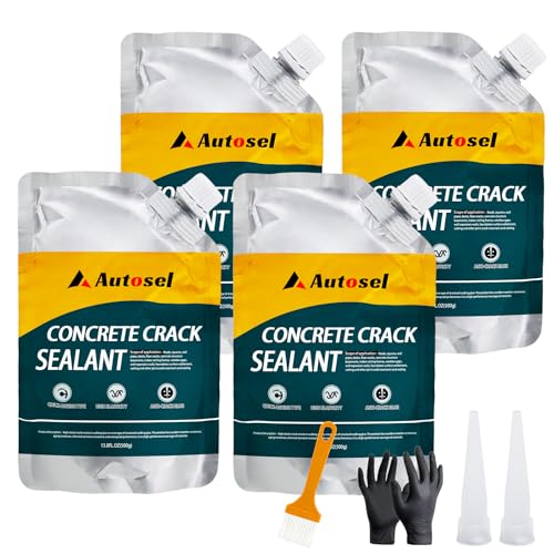 Concrete Crack Filler, High Elasticity Cement Crack Repair Sealant, Self-Leveling Waterproof Caulking Glue for Driveways, Walkways, Patios, Outdoor Concrete Joint Repair-4 PCS