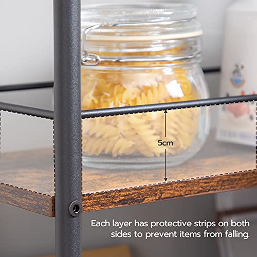 Hoobro Slim Storage Cart, 3 Tier Rolling Cart With Grids And Wheels, Narrow Kitchen Cart With Lockable Casters, Easy Assembly, For Kitchen, Bathroom Rustic Brown Bf18Tc01 #TOP5