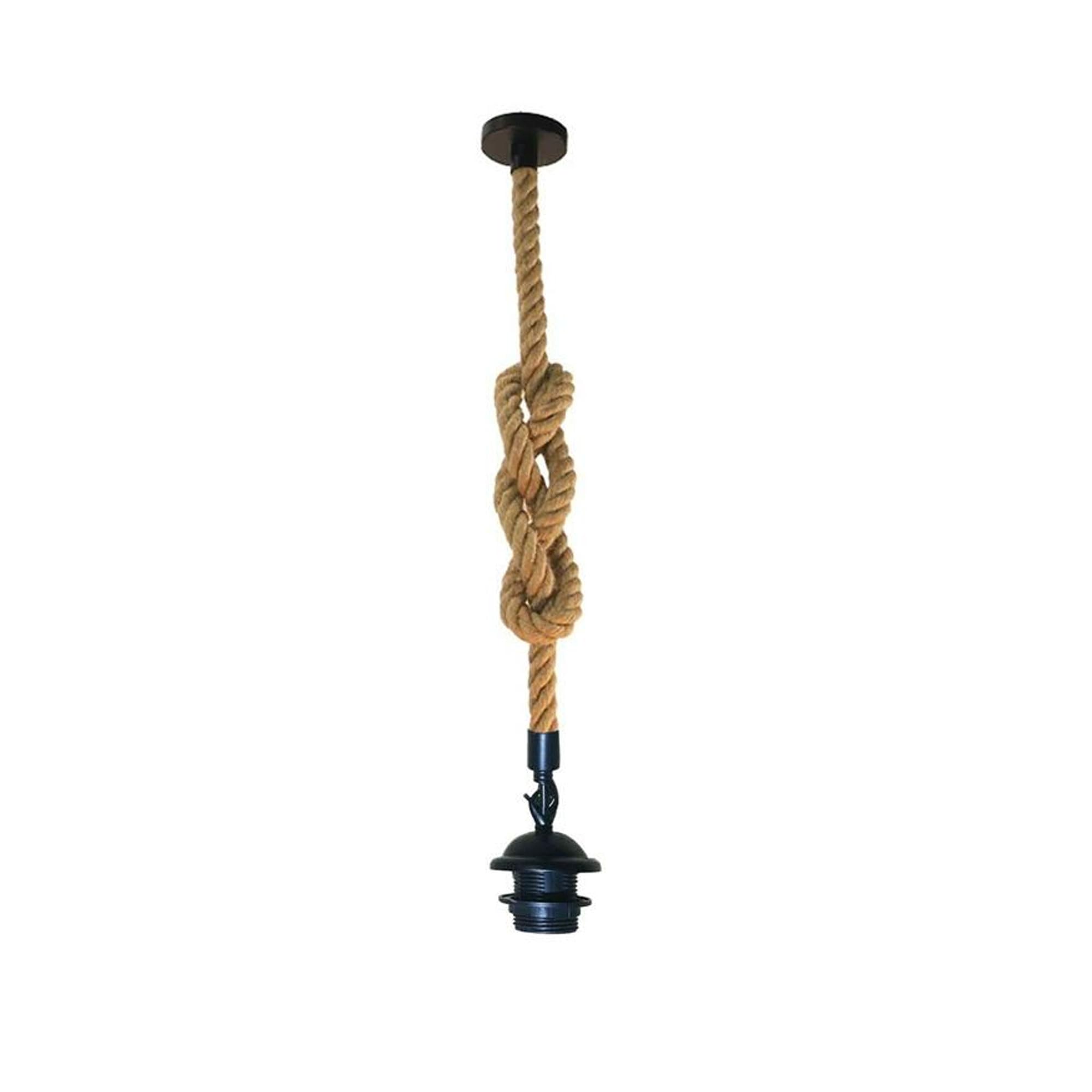 LEDSone Vintage Hemp Rope Pendant Light Fitting E27 – 2m Twisted Braided Cable Ceiling Lamp Holder Industrial Hanging Light Kit