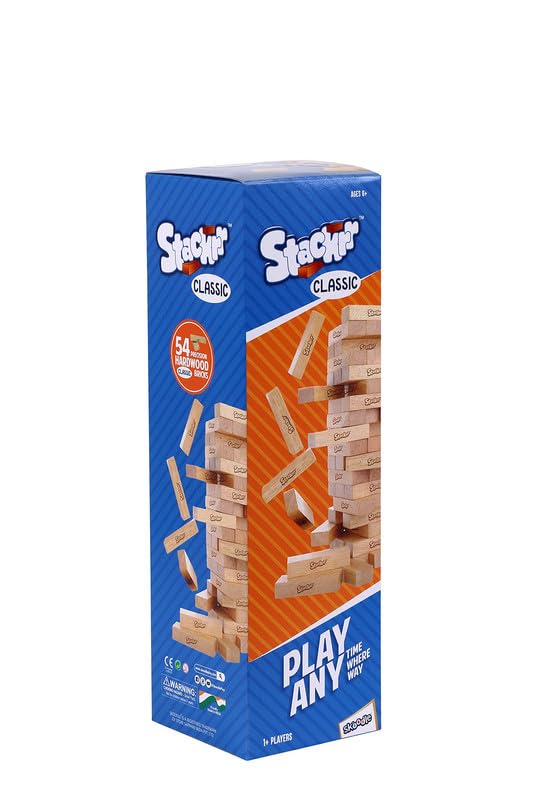 SKOODLE Stackrr Classic Stacking Tumbling Tower Game with 54 Precision Wooden Blocks of Premium Beachwood for Adults and Kids, 1 or More Players (B099NMZSG6) Amazon Price History, Amazon Price Tracker