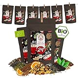 Tee Adventskalender 2022 Bio - Tee Geschenk für Frauen und Männer - Mit Liebe gefertigt von Menschen mit Behinderung | fair | 24 x 10g loser Tee im Weihnachtskalender