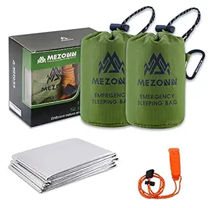 Mezonn Emergency Sleeping Bag Survival Bivy Sack Use as Emergency Blanket Lightweight Sleeping Bag Survival Gear for Outdoor Hiking Camping Keep Warm After Earthquakes, Hurricanes and Other disasters
