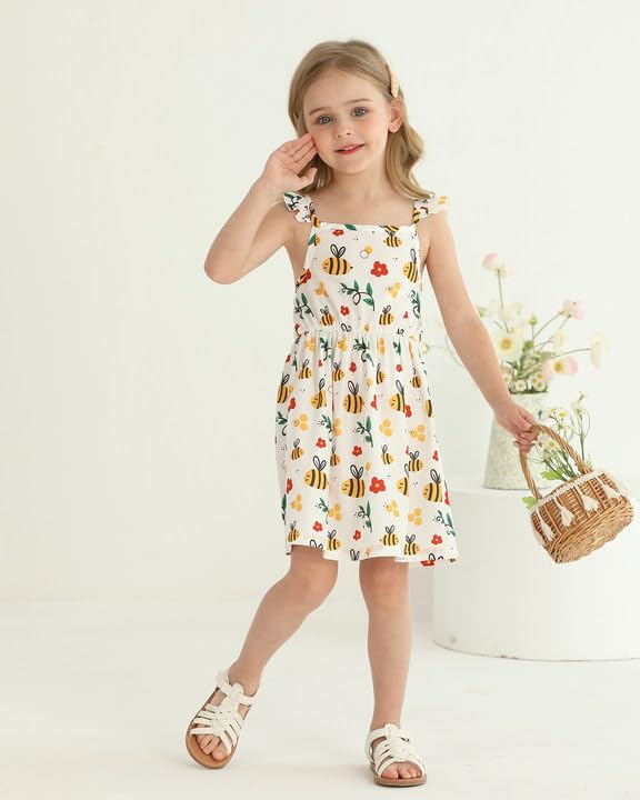 Toddler Girl Dress Little Girl Clothes Ruffle Sleeveless Multipack Floral Flamingo Striped Summer Spring Casual Dresses4