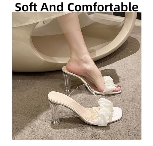 Women's Mule Sandals Slip On High Heels Square Two Strap Open Toe Heels Sandals Chunky Block3