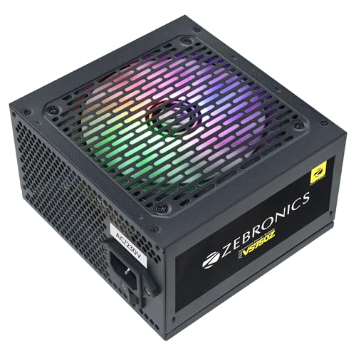 Image of Zebronics Premium Power Supply, Long Flat Cables, Silent 120mm Fan,12V 52A, 6+2 PCIe, 4+4 CPU, 4 x SATA, 2 x MOLEX, Multicolor LED Light, Built-in Protections (VS750Z)