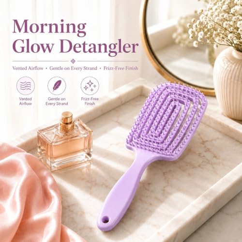 Image of Kaidaa Hair Brush Comb for Women & Men | 3D Detangling Hair Brush | Anti Hair Fall Hair Comb for Curly, Wavy & Straight Hair | Wet & Dry Brush with Scalp Massager | Frizz Control Styling Brush (Purple)