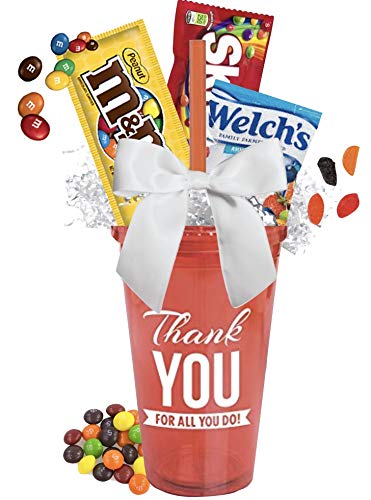 Thank You Candy Gift Tumbler-Red/Employee Appreciation Gifts/Admin Office Gifts/Teacher Thank You/Candy Thank You/Nurse Thanks for all You Do/Holiday Thank You Candy Tumbler/
