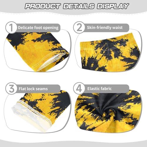 Yellow Black Tie Dye Girls Leggings Soft Stretch Workout Yoga Dance Pants for Kids Casual Tights3