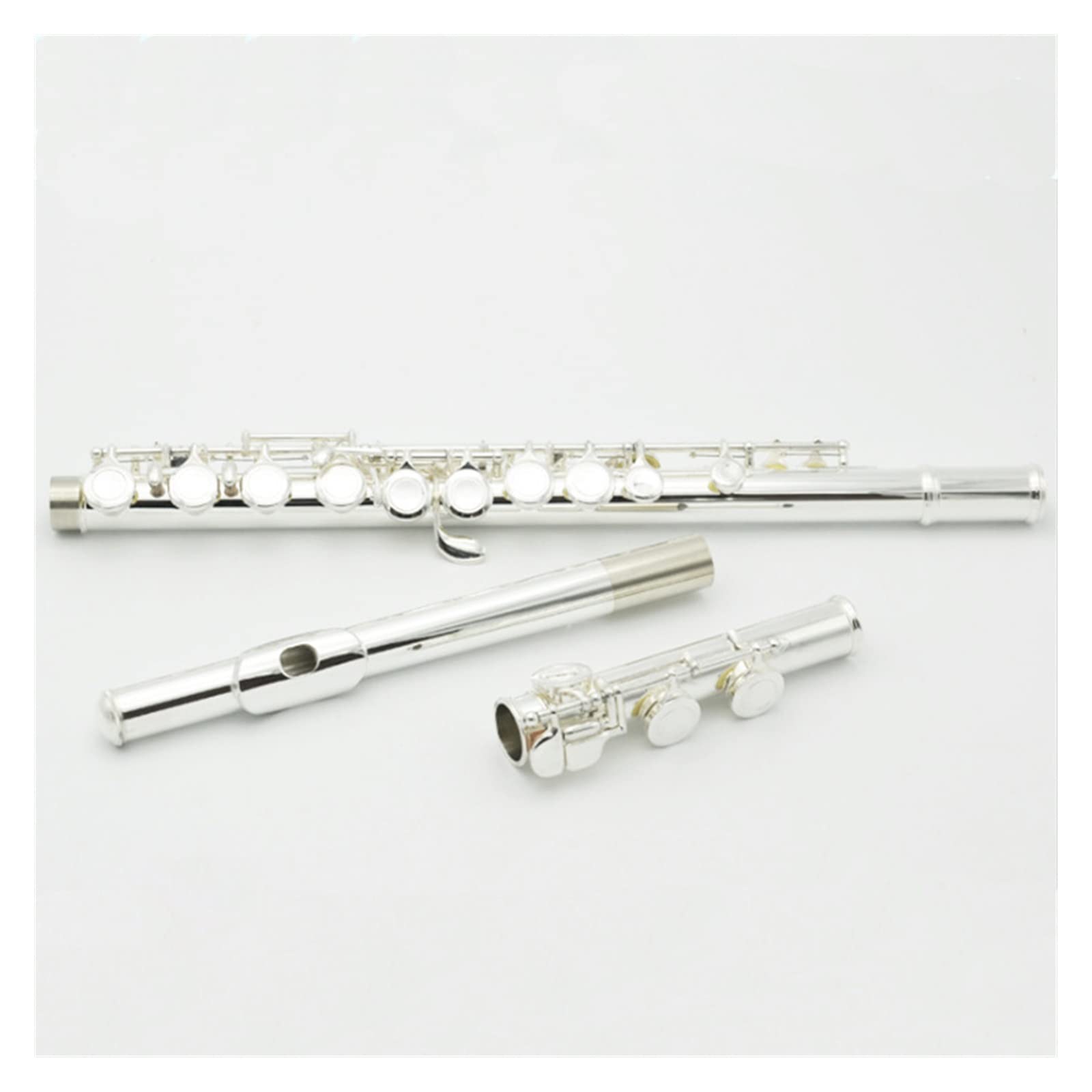 TSTS Flauto traverso Flauto Placcato Argento A 16 Fori Chiusi con Chiave Mi Flauto in Do Flauto Placcato Argento per Principianti