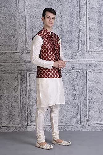 Image of Uri and MacKenzie Men's Silk Blend Kurta Pajama with Designer Ethnic Nehru Jacket /Modi Jacket