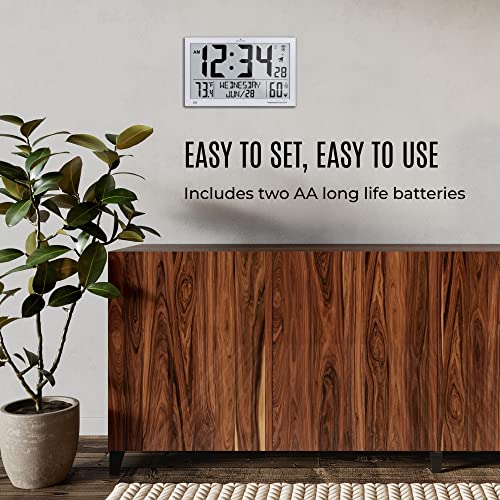 Marathon Slim Jumbo Atomic Wall Clock, Graphite Gray - Large 15-Inch Full Calendar Display, Am/Pm Or 24-Hour Time Format, 7 Time Zones, Indoor Temperature & Humidity - Four Aa Batteries Included #TOP5