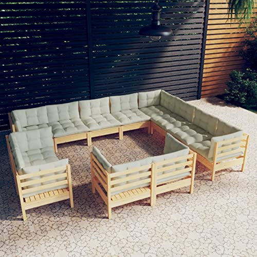 MOONAIRY 12-TLG. Garten-Lounge-Set mit Creme Kissen, Lounge Gartenmöbel Set, Terassenmöbel Wetterfest, Loungemöbel…