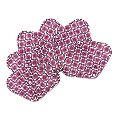 Image of Teamoy 6Pcs 10 Inches Sanitary pad, Reusable Washable Cloth Menstrual Pads /Panty Liners with Wet Bag, Super-Absorbent, Soft and Comfortable, Perfect for General Flow(Medium, Blocks)