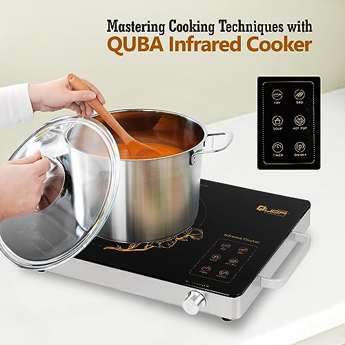 Image of Quba Infrared Induction Cooktop with timer function 2200w With Cooking Grill Radiant Cooktop (Black, Touch Panel)