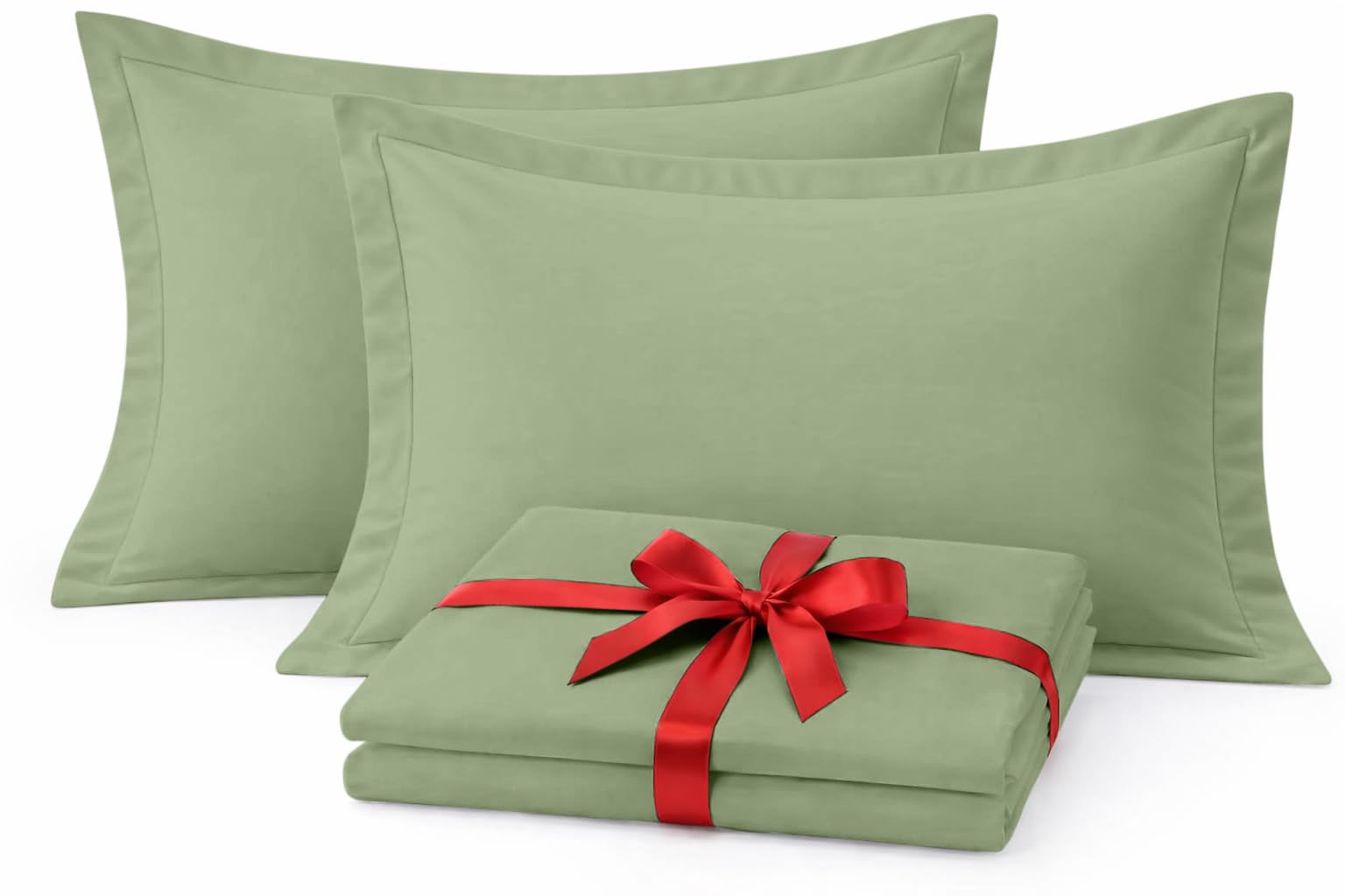 Cotton Delight Deep Olive Pillow Shams Set Of 2 – Standard Size 20X26, 600 Thread Count 100% Natural Cotton, Envelope Closure, Decorative Pillow Covers With 2 Inch Flange, Soft & Smooth,