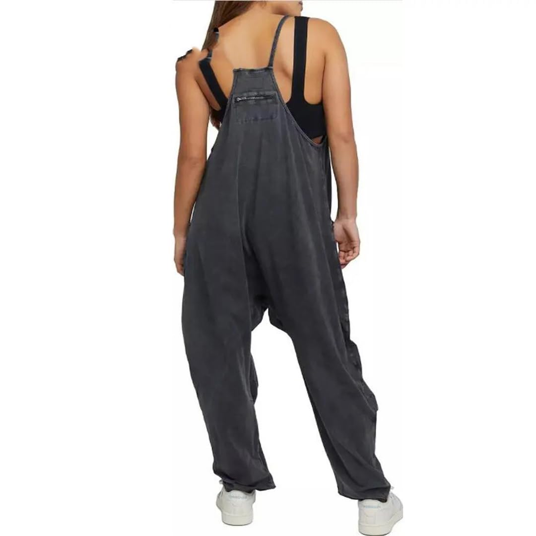 Yeuyyben Combinaison ample sans manches à bretelles spaghetti pour femme - Coupe ample - Couleur unie - Surdimensionnée
