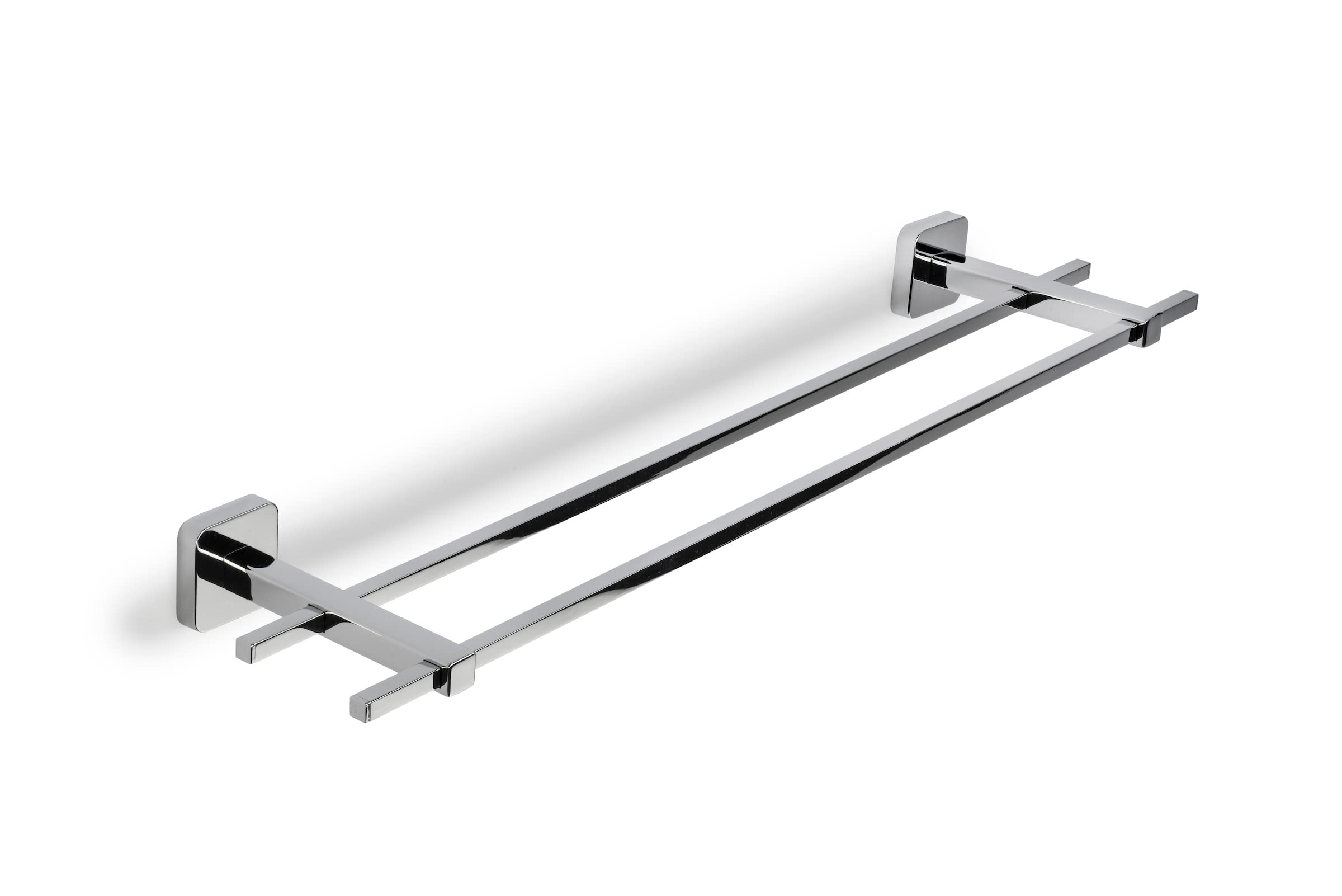 Croydex Silver Camberwell Flexi-Fix Double Towel Rail, Screw Or Glue, One Size