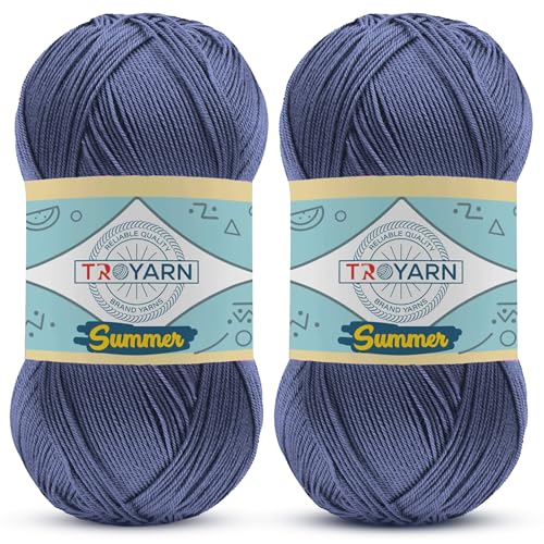 Image of Yarn for Crocheting & Knitting - 2 Skeins (2x383 Yds) (105353 - Azurite) Crochet Yarn - 100% Microfiber Acrylic Yarn - Knitting Yarn for Craft Projects