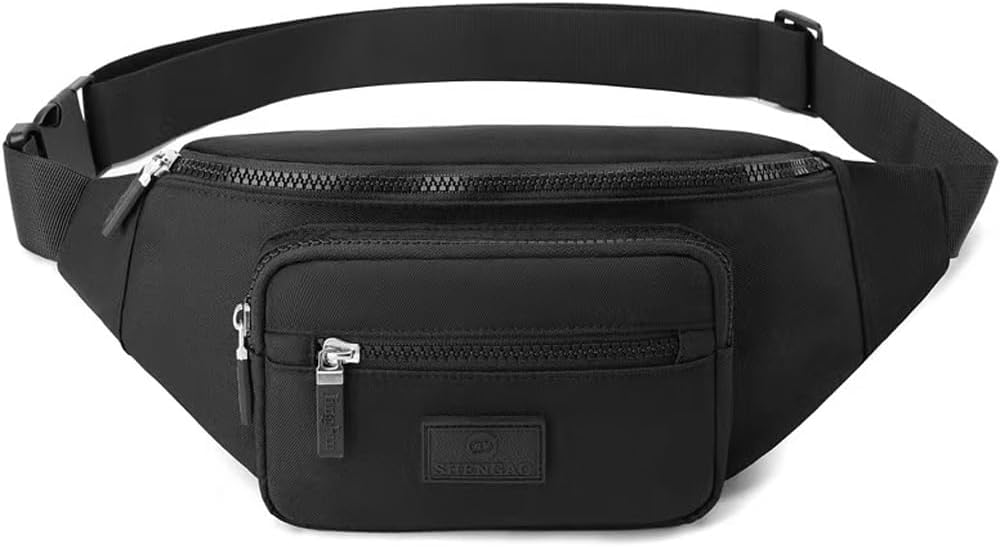 Bumbags for Ladies Bum Bag Fanny Pack Men Women Waist Pack Lightweight Adjustable for Running Walking Hiking Jogging (Black)