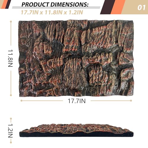 Image of 17.7x11.8in Rock Terrarium Background,3D Reptile Tank Background Board,Amphibian Stereo Backdrop Wall,Lizard Snake Gecko Spider Turtle Fish pet silo Background Decorative Panel(Brown)