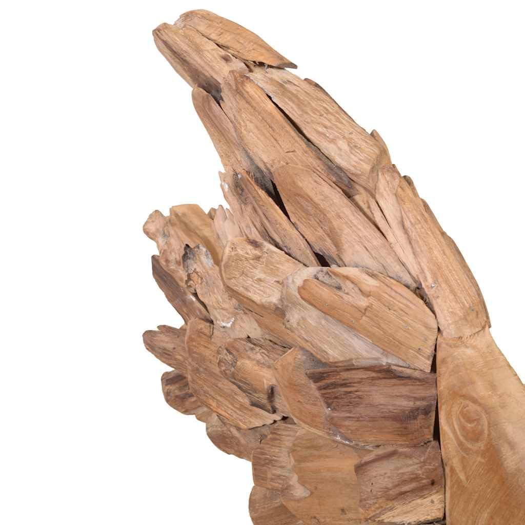 Fisch-Skulptur aus Teak, handgefertigte Figur für Wohnzimmer, Regal, Kaminsims und Fensterbank, 40 x 12 x 57 cm, rustikale Deko für Eingangsbereich und Terrasse