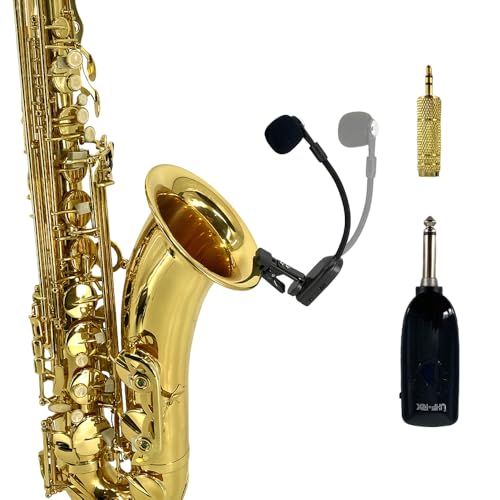 YoungMonic UHF draadloze saxofoon microfoon instrument microfoon ideaal voor Saxofon trompet klarinet en meer inclusief draadloze ontvanger en zender 50 m bereik