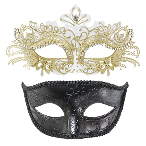 Image of Coddsmz Couple Masquerade Mask Set - Venetian & Mardi Gras Mask for Women & Men