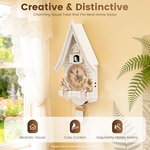 Reloj de pared cucú vintage con campanadas y volumen ajustable miniatura 6