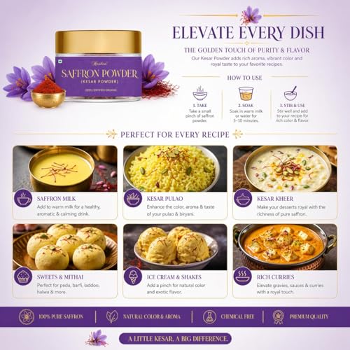 Image of Hasitam SAFFRON Powder 2Gm, World's Finest Wonder Spice Saffron (Kesar), Kumkuma Puvva Certified (A++++) Quality Value Pack Kashmiri Kesar Powder Ideal for Sweets, Tilak, Milk, Skin And Face 2gm (Pack of 1)