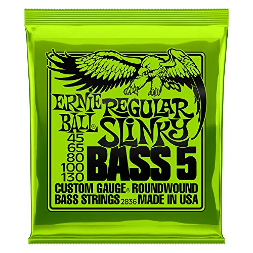 Ernie Ball Regular Slinky - Cuerdas para bajo eléctrico de 5 cuerdas, entorchado de níquel, calibre...