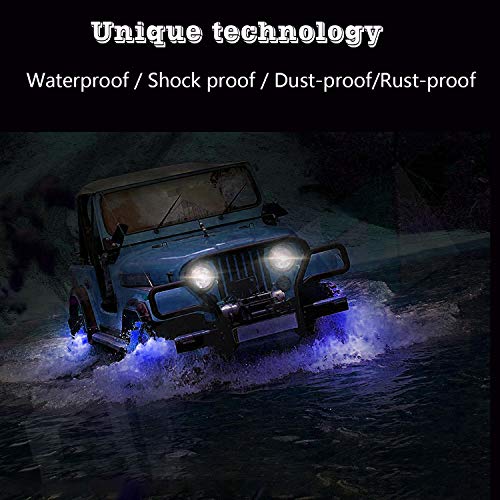 NBWDY Kits de luz LED Rock 4 Pods, luzes de poço de roda neon multicoloridas, kits de luz Underglow