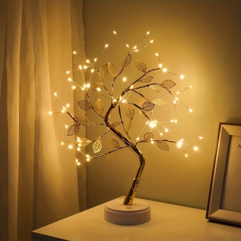 Image of TiCin Tabletop Bonsai Tree Branch Light, 72/108 LED Wire String Lights with Touch Switch, USB/Battery Operated Artificial Tree Lamp for Bedroom, Desktop, Night Light, Gifts for Mom, Friends (72 LEDs)
