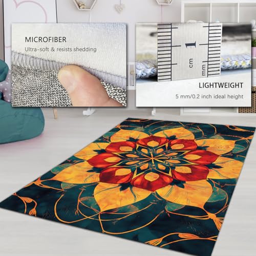 Tapis lavable géométrique à dos antidérapant pour salon moderne