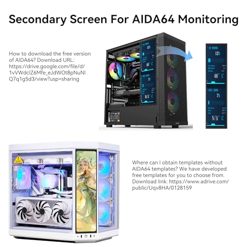 Image of AISHICHEN 11.26 inch Mini Monitor FHD 1920x440 Small Wide Monitor for PC Case, Stretched Bar LCD Screen IPS Display with HDMI & Type-C for Raspberry Pi Laptop CPU GPU Temperature Aida64 Monitoring