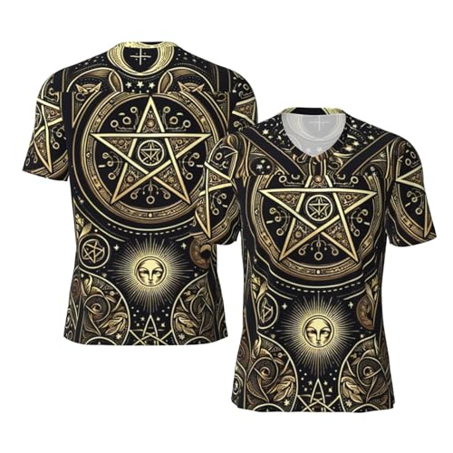 Stylish Athletic Sports Jersey Celestial-Pentagrams-Stars Men's Rugby Jersey Medium Black