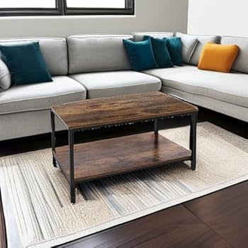 Amazon.com: SUPER DEAL 2-Tier Industrial Coffee Table with Storage