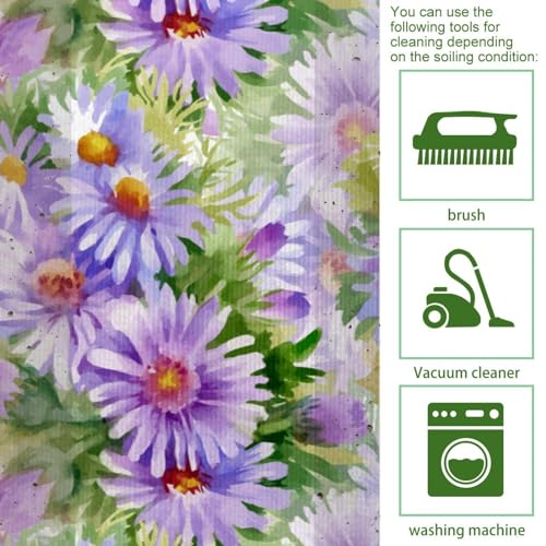 Tapete de cocina para pasillo y cuarto de lavado con flores florecientes 5