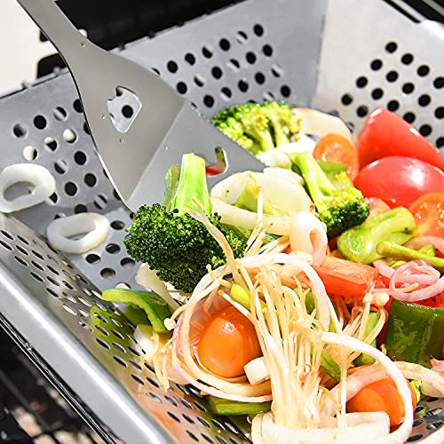 Jy Cookment Grill Basket- Stainless Steel Grilling Basket For Indoor And Outdoor Use, Heavy Duty Vegetables Grill Basket For Veggies And Kabob, Suitable For All Grills, Dishwasher Safe #TOP5