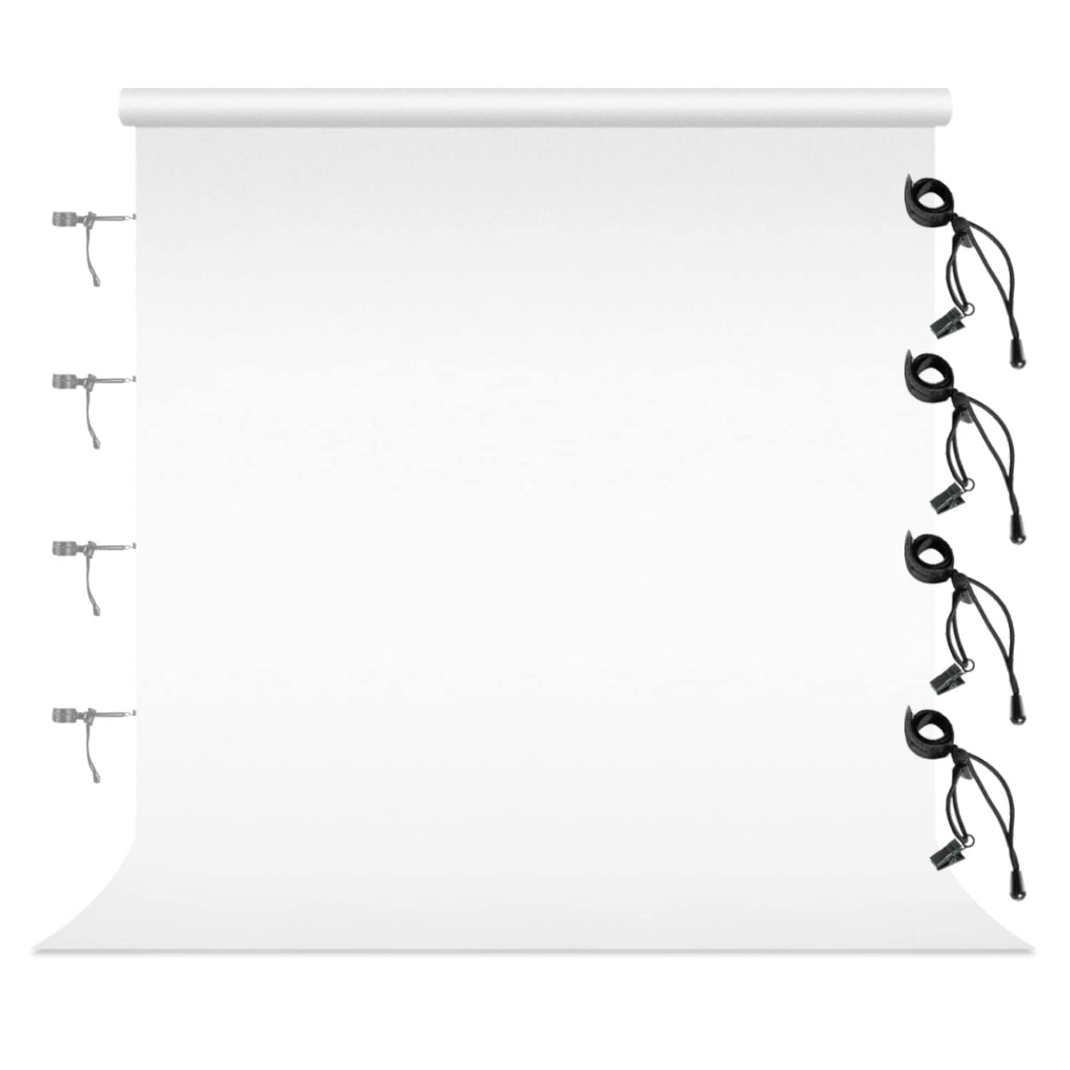 Julius Studio 6 ft. x 9 ft. White Soft Fabricated Backdrop Muslin, Background Screen with 4 pcs Clip Holders for Photo & Video Shooting, Streaming, Chromakey, Premium Photography Studio, JSAG686